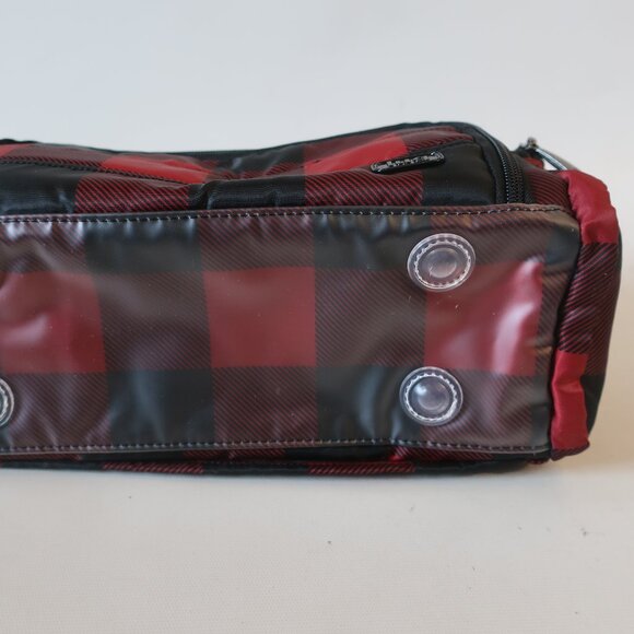 NWOT Womens Trolley Lug Buffalo Check Red Black Zip Pockets Travel Cosmetic Case - Picture 12 of 13